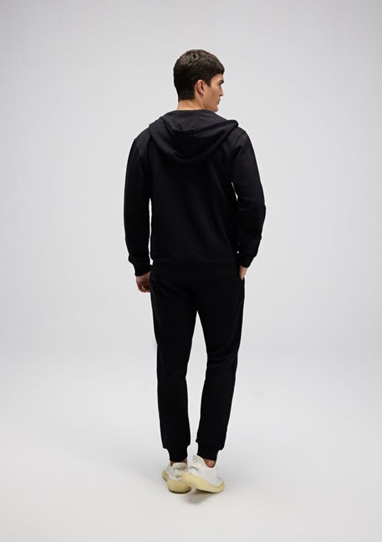 ELLESSE - EM581 Erkek Siyah Fermuarlı Kapşonlu Sweatshirt