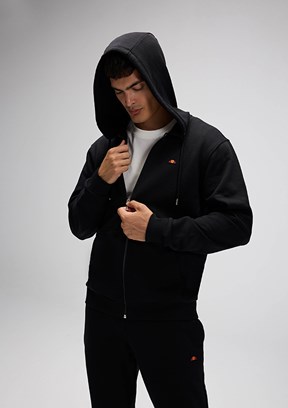 ELLESSE - EM581 Erkek Siyah Fermuarlı Kapşonlu Sweatshirt