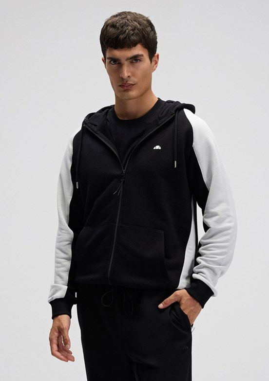 ELLESSE - EM560 Erkek Siyah Fermuarlı Kapşonlu Sweatshirt