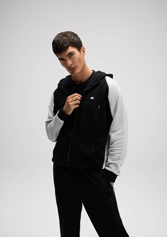 ELLESSE - EM560 Erkek Siyah Fermuarlı Kapşonlu Sweatshirt