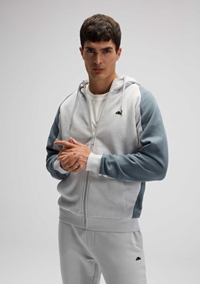 ELLESSE - EM560 Erkek Gri Fermuarlı Kapşonlu Sweatshirt