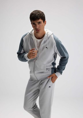 ELLESSE - EM560 Erkek Gri Fermuarlı Kapşonlu Sweatshirt