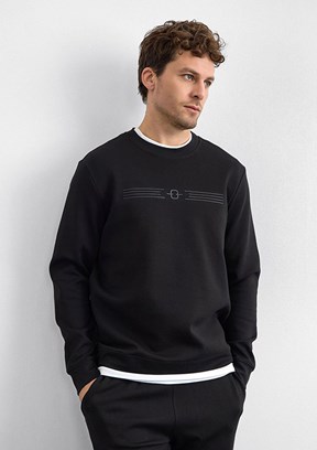 BACKANDBOND Siyah Erkek Bisiklet Yaka Sweatshirt