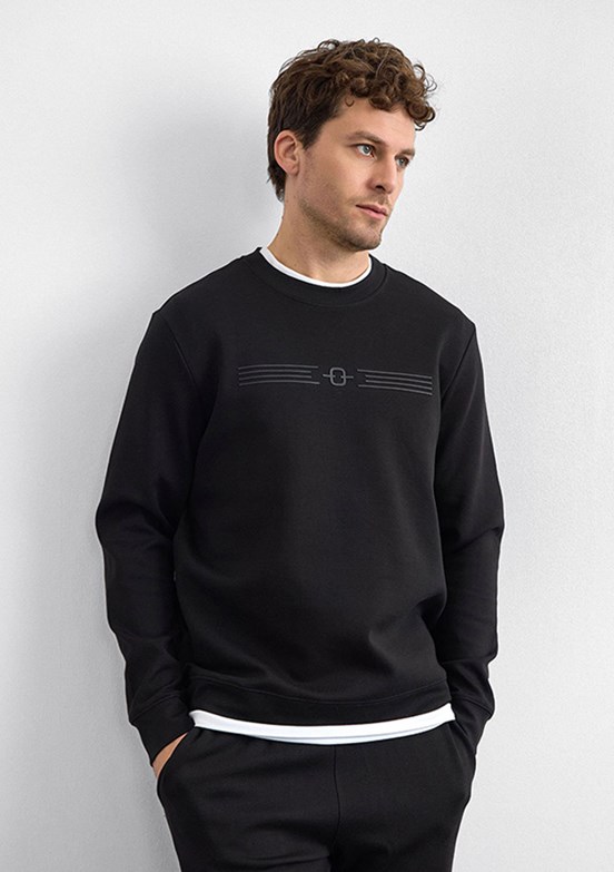 BACKANDBOND Siyah Erkek Bisiklet Yaka Sweatshirt