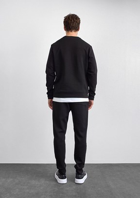 BACKANDBOND Siyah Erkek Bisiklet Yaka Sweatshirt