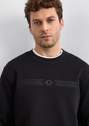 BACKANDBOND Siyah Erkek Bisiklet Yaka Sweatshirt