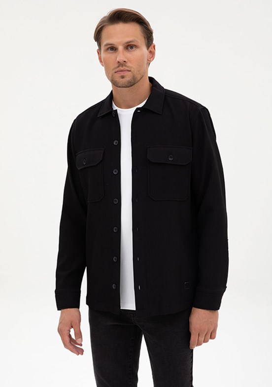 PİERRE CARDİN Siyah Erkek Uzun Kol Gömlek