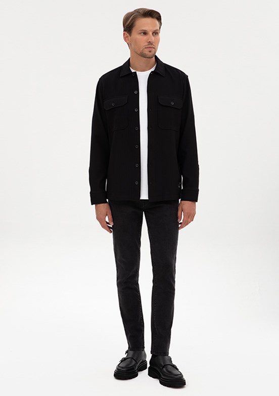 PİERRE CARDİN Siyah Erkek Uzun Kol Gömlek