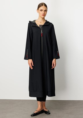 MİCCA Siyah Kadın Uzun Kaban
