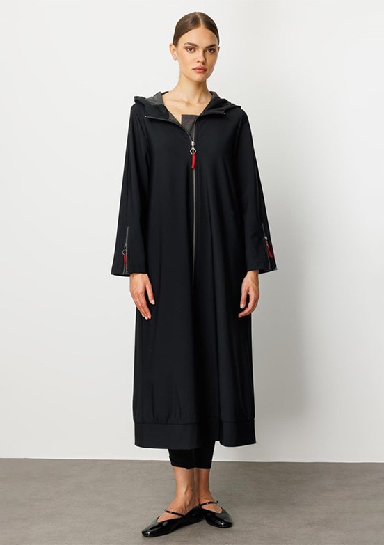 MİCCA Siyah Kadın Uzun Kaban