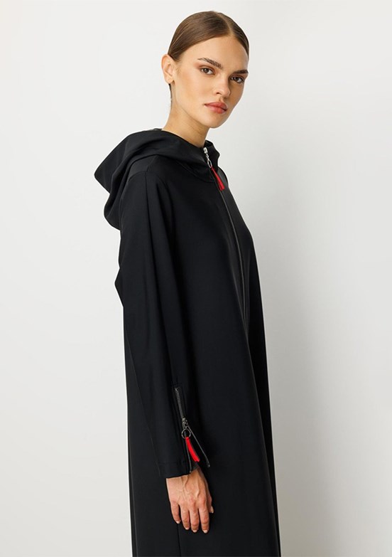 MİCCA Siyah Kadın Uzun Kaban