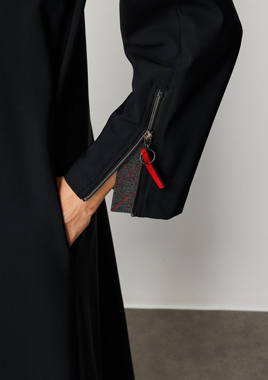 MİCCA Siyah Kadın Uzun Kaban