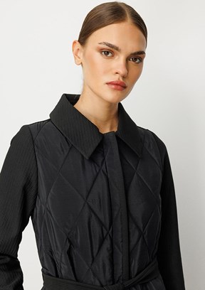 MİCCA Siyah Kadın Uzun Kaban