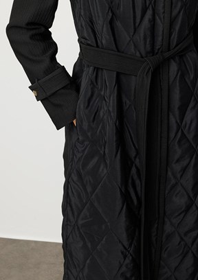 MİCCA Siyah Kadın Uzun Kaban