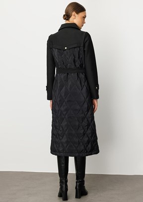 MİCCA Siyah Kadın Uzun Kaban