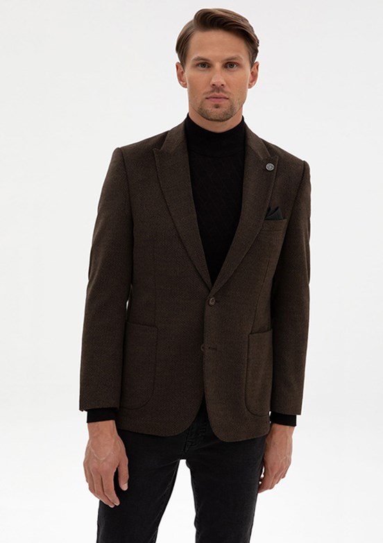 PİERRE CARDİN Erkek Kahverengi Basic T-Shirt