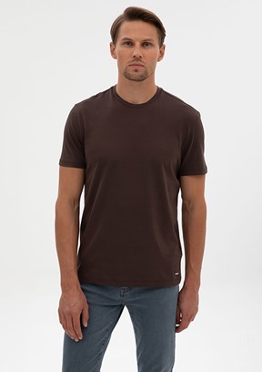 PİERRE CARDİN Erkek Kahverengi Basic T-Shirt