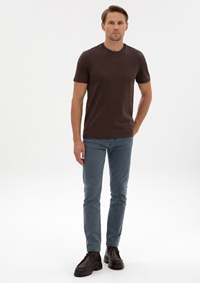 PİERRE CARDİN Erkek Kahverengi Basic T-Shirt