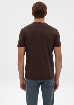PİERRE CARDİN Erkek Kahverengi Basic T-Shirt