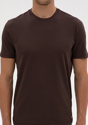 PİERRE CARDİN Erkek Kahverengi Basic T-Shirt