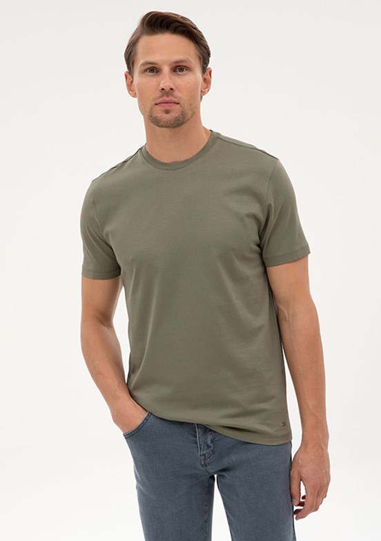PİERRE CARDİN Erkek Yeşil Basic T-Shirt