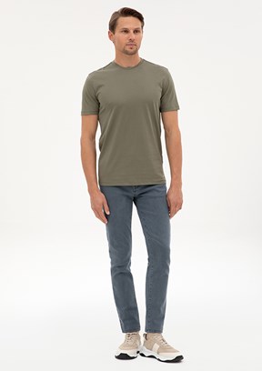 PİERRE CARDİN Erkek Yeşil Basic T-Shirt