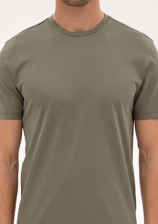 PİERRE CARDİN Erkek Yeşil Basic T-Shirt