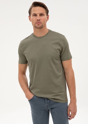 PİERRE CARDİN Erkek Yeşil Basic T-Shirt