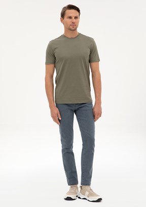 PİERRE CARDİN Erkek Yeşil Basic T-Shirt