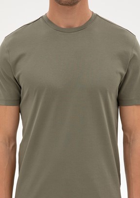 PİERRE CARDİN Erkek Yeşil Basic T-Shirt
