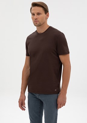 PİERRE CARDİN Erkek Kahverengi Basic T-Shirt