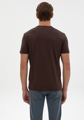 PİERRE CARDİN Erkek Kahverengi Basic T-Shirt