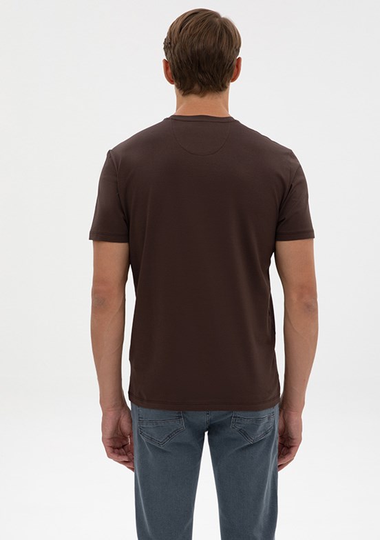 PİERRE CARDİN Erkek Kahverengi Basic T-Shirt