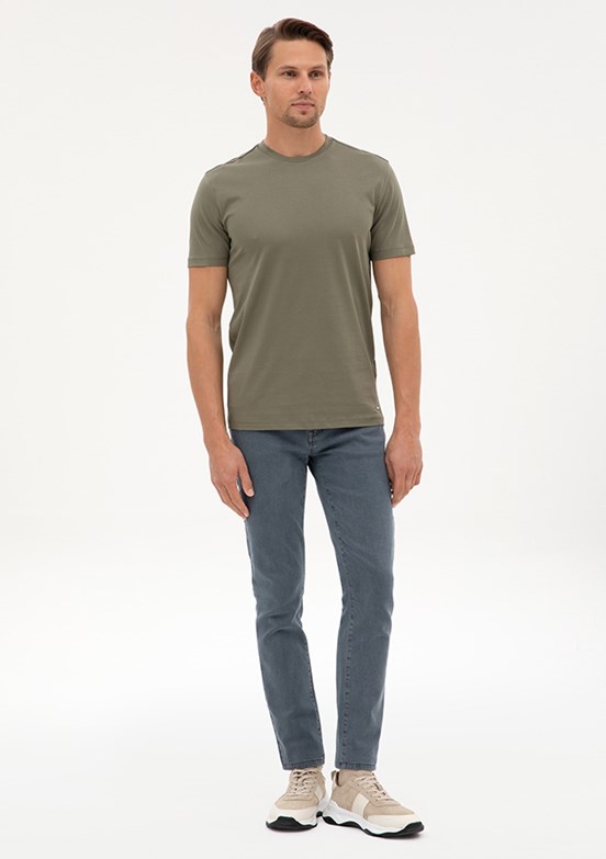 PİERRE CARDİN Erkek Yeşil Basic T-Shirt