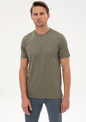 PİERRE CARDİN Erkek Yeşil Basic T-Shirt