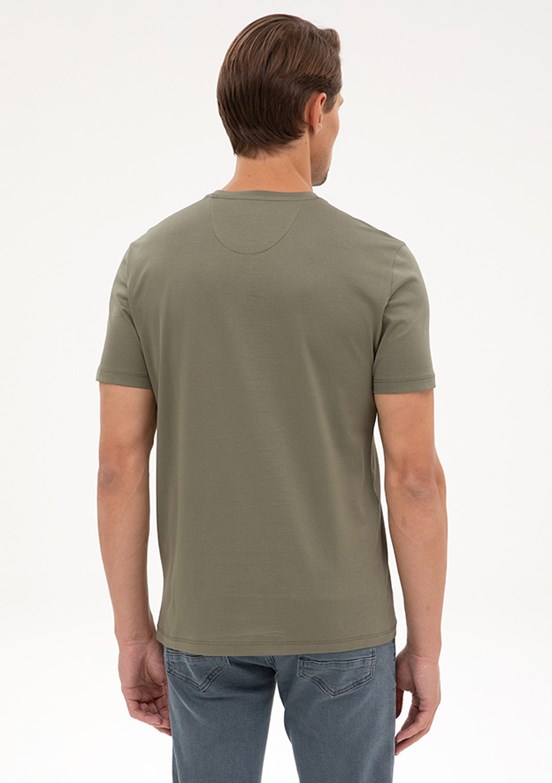 PİERRE CARDİN Erkek Yeşil Basic T-Shirt