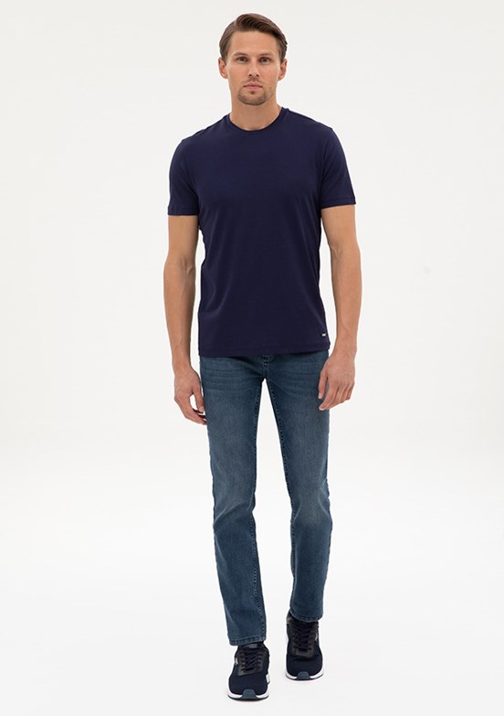 PİERRE CARDİN Erkek Lacivert Basic T-Shirt