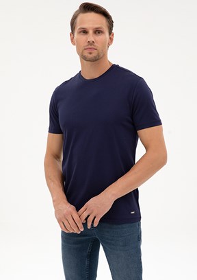 PİERRE CARDİN Erkek Lacivert Basic T-Shirt