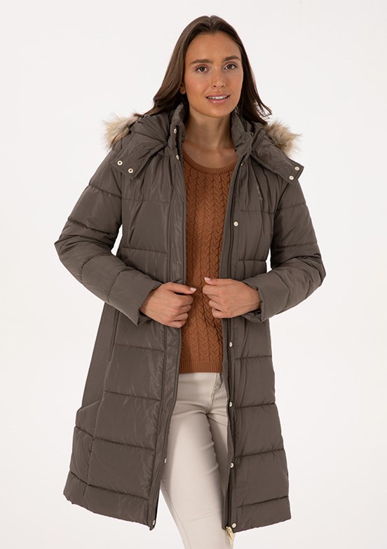 US POLO ASSN Bej Kadın Basic Kaban