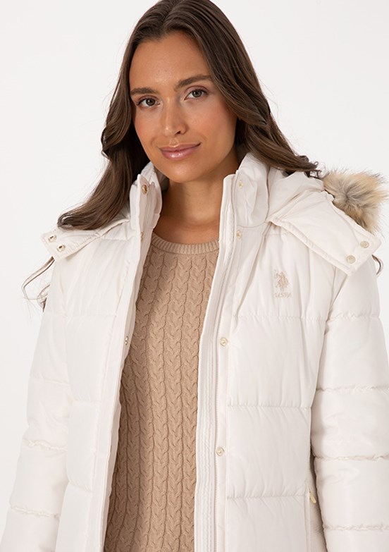 US POLO ASSN Beyaz Kadın Basic Kaban