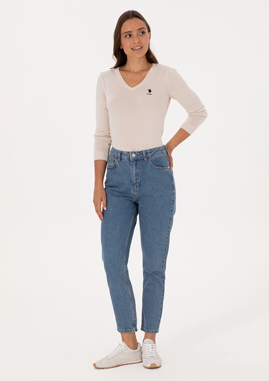US POLO ASSN Beyaz Kadın Basic Kazak