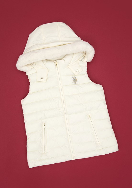 US POLO ASSN Beyaz Kız Çocuk Regular Yelek