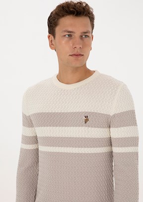 US POLO ASSN Bej Erkek Slim Kazak