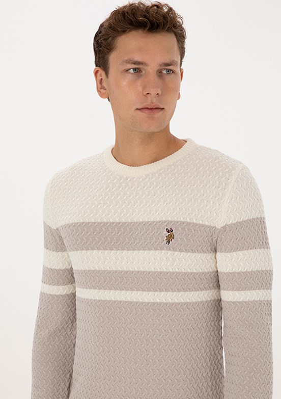 US POLO ASSN Bej Erkek Slim Kazak