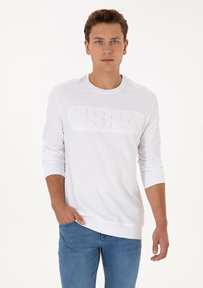 US POLO ASSN Erkek Beyaz Regular Sweatshirt