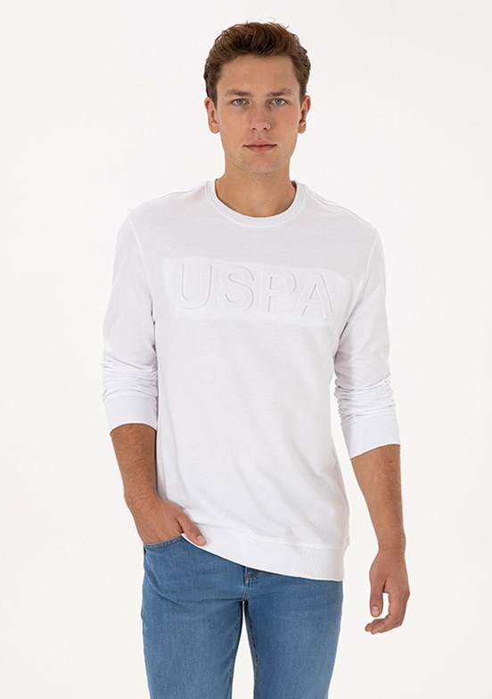 US POLO ASSN Erkek Beyaz Regular Sweatshirt