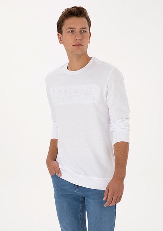 US POLO ASSN Erkek Beyaz Regular Sweatshirt