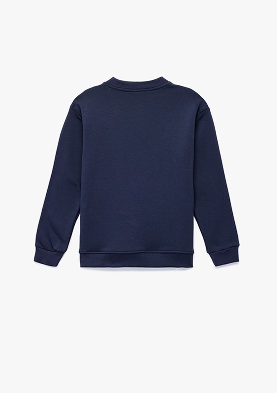 KOTON - 6WKB10063TK Erkek Çocuk Lacivert Baskılı Sweatshirt