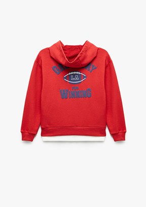 KOTON - 6WKB10156TK Erkek Çocuk Kırmızı Kapüşonlu Sweatshirt