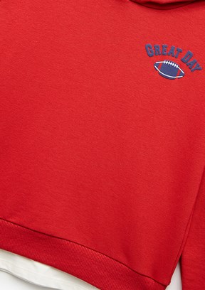 KOTON - 6WKB10156TK Erkek Çocuk Kırmızı Kapüşonlu Sweatshirt